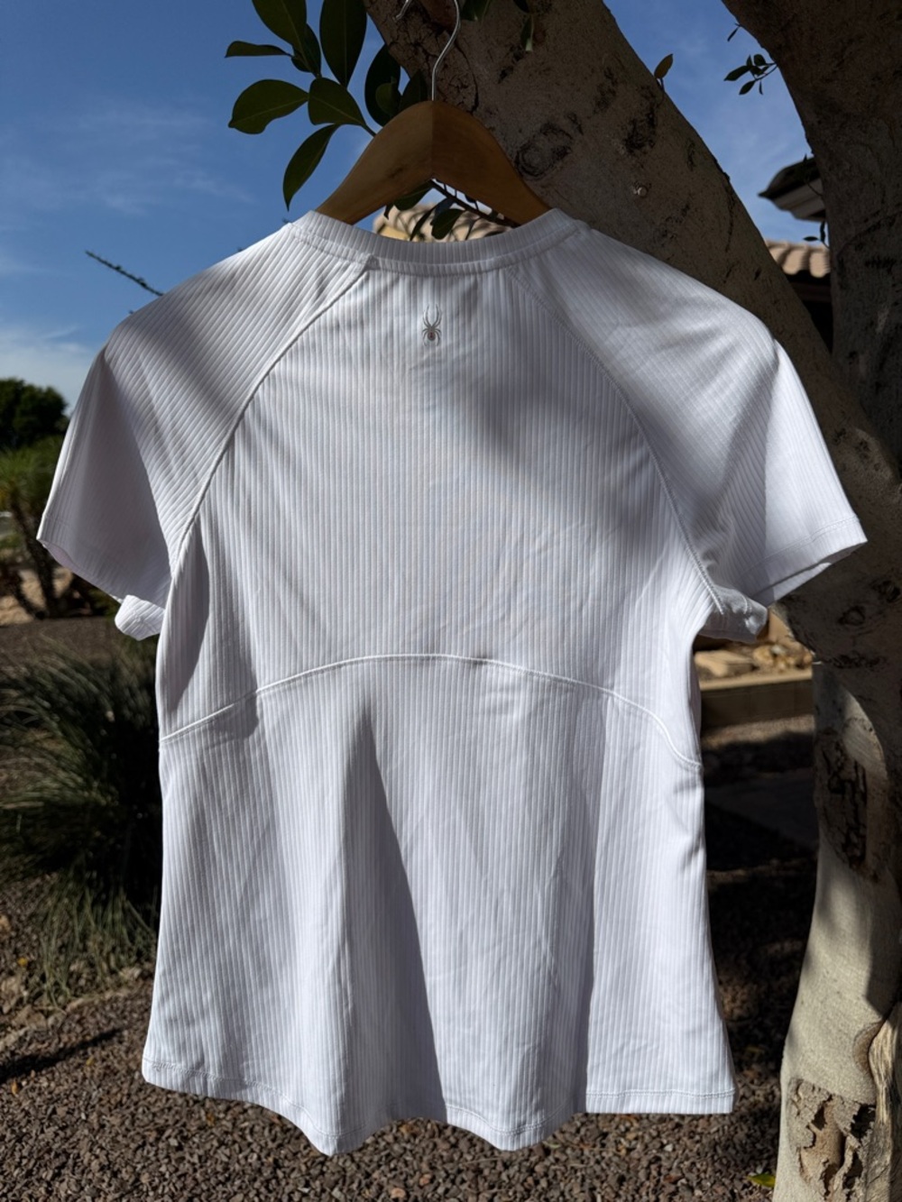 NWT Spyder White Ribbed Short Sleeve Athletic Tee Size Small - Picture 9 of 16